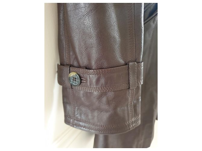 Cole Haan Abrigo de cuero Marrón oscuro - vista 5