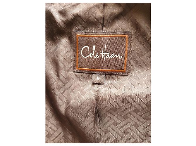 Cole Haan Abrigo de cuero Marrón oscuro - vista 7