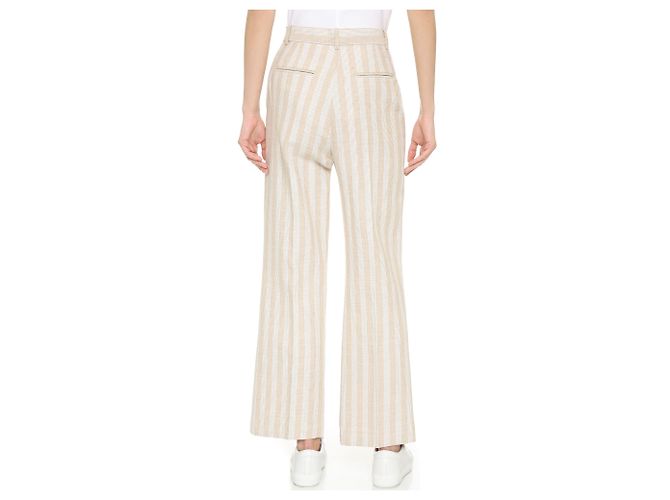 Pantalones anchos Acne Studios beige algodón lino - vista 5