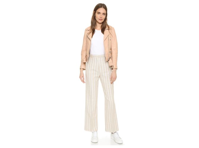 Pantalones anchos Acne Studios beige algodón lino - vista 8