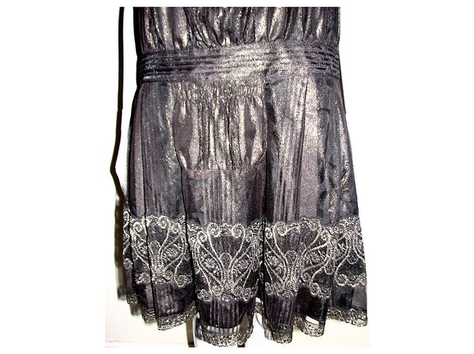 Anna Sui Fleur Spitzenkleid Schwarz und Gold Golden - Ansicht 3