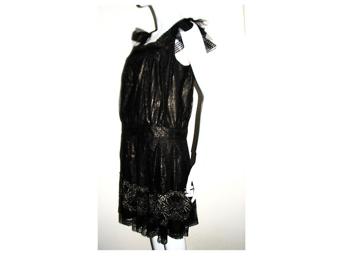 Anna Sui Fleur Spitzenkleid Schwarz und Gold Golden - Ansicht 4