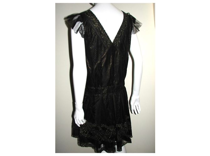 Anna Sui Fleur Spitzenkleid Schwarz und Gold Golden - Ansicht 5