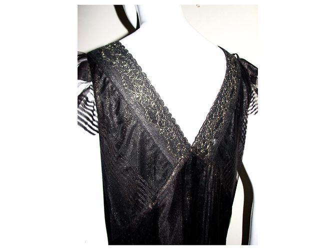 Anna Sui Fleur Spitzenkleid Schwarz und Gold Golden - Ansicht 6
