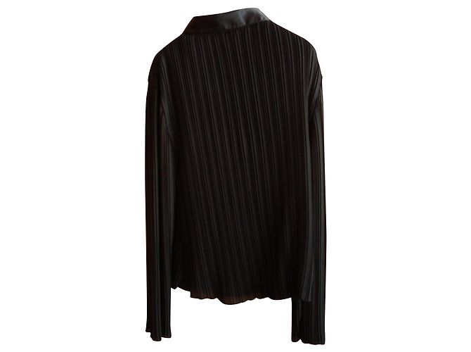 Autre Marque Blusa in velluto plissé e raso nero - vista 2