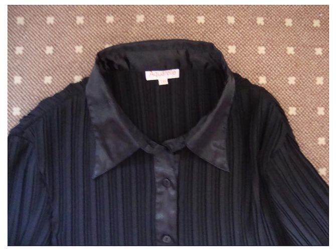 Autre Marque Blusa in velluto plissé e raso nero - vista 5