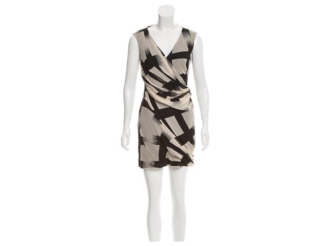 Diane Von Furstenberg Vestido de seda DvF Francia Negro Crema - vista 2