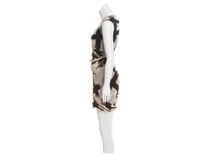 Diane Von Furstenberg Vestido de seda DvF Francia Negro Crema - vista 3