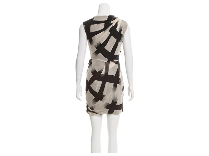 Diane Von Furstenberg Vestido de seda DvF Francia Negro Crema - vista 4