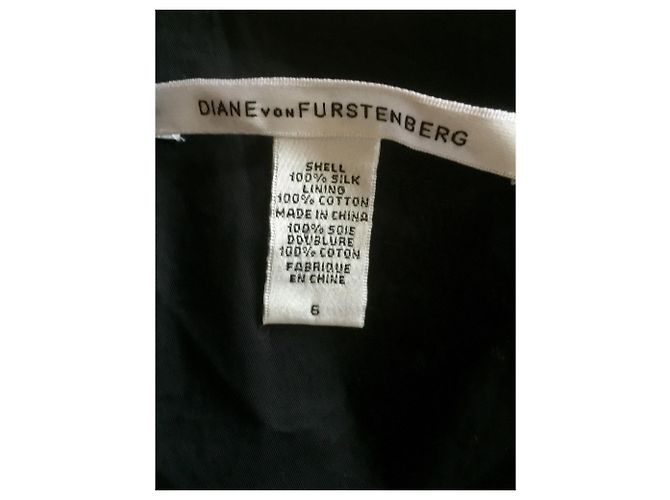 Diane Von Furstenberg Vestido de seda DvF Francia Negro Crema - vista 6