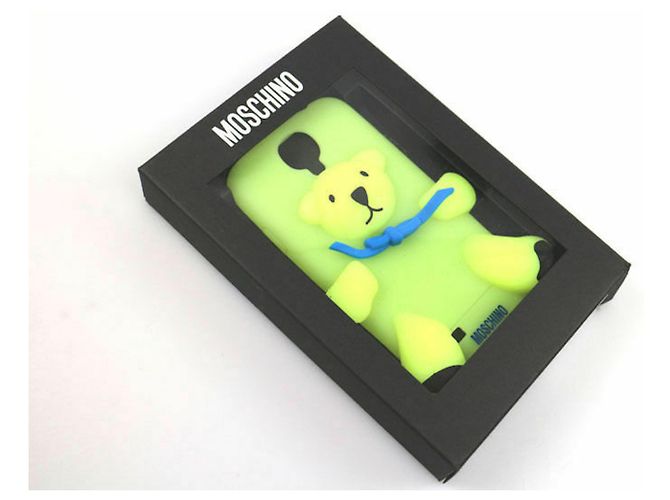 MOSCHINO Mobile Phone Case Fluorescent Soft Fitted Back Embossed Logo 'Bear' Green - view 2