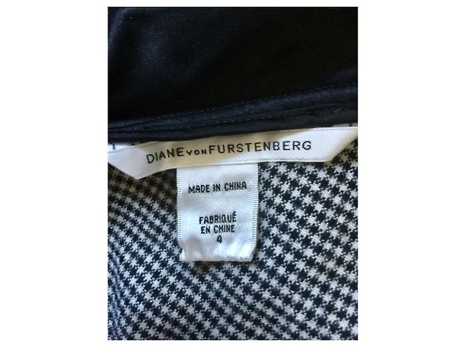 Diane Von Furstenberg Raisa Gingham Wollkleid Schwarz Weiß - Ansicht 4