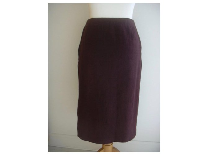 Falda Hermès de lino rojo oscuro Burdeos - vista 2