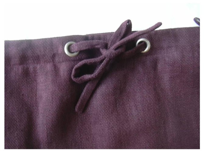 Falda Hermès de lino rojo oscuro Burdeos - vista 3