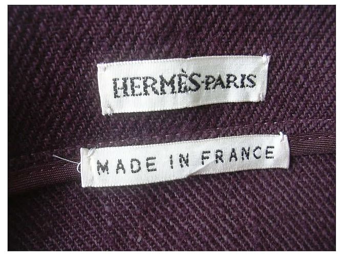 Falda Hermès de lino rojo oscuro Burdeos - vista 4