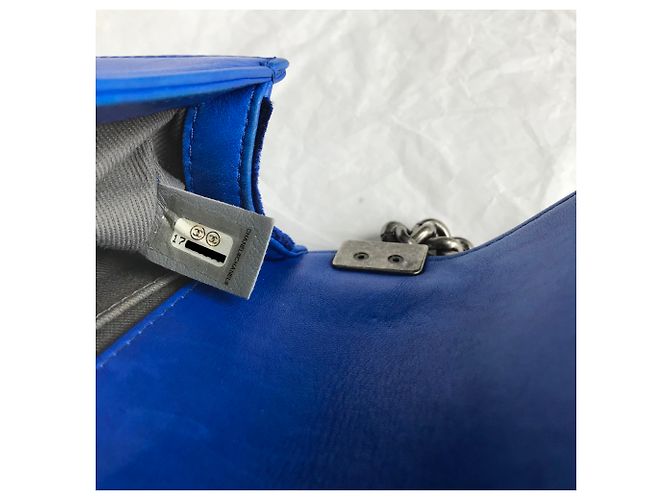 Chanel Boy Mini Velvet con scatola Blu Blu scuro - vista 18