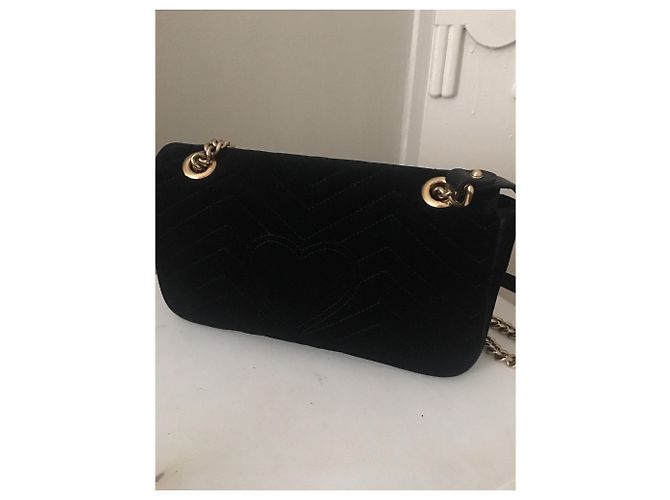 Borsa a mano Gucci Marmont in velluto nero - vista 3
