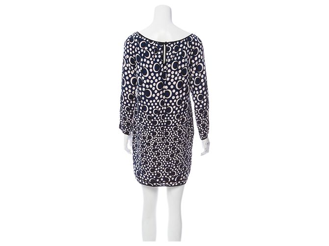 Diane Von Furstenberg Vestido de seda DvF Egg Zactly Negro Blanco Azul - vista 3