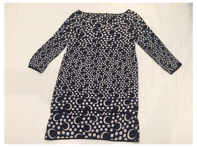 Diane Von Furstenberg Vestido de seda DvF Egg Zactly Negro Blanco Azul - vista 4