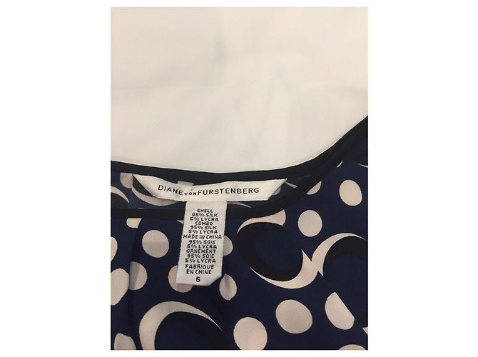 Diane Von Furstenberg Vestido de seda DvF Egg Zactly Negro Blanco Azul - vista 5
