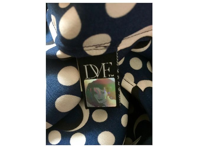 Diane Von Furstenberg Vestido de seda DvF Egg Zactly Negro Blanco Azul - vista 6