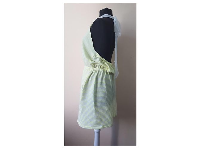 Vestido Mauro Grifoni a rayas verde neón de seda y algodón - vista 2