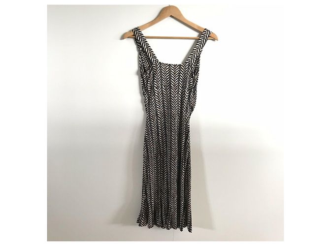 Vestido Diane Von Furstenberg Cathy de seda estampado chevron Negro Caramelo - vista 2
