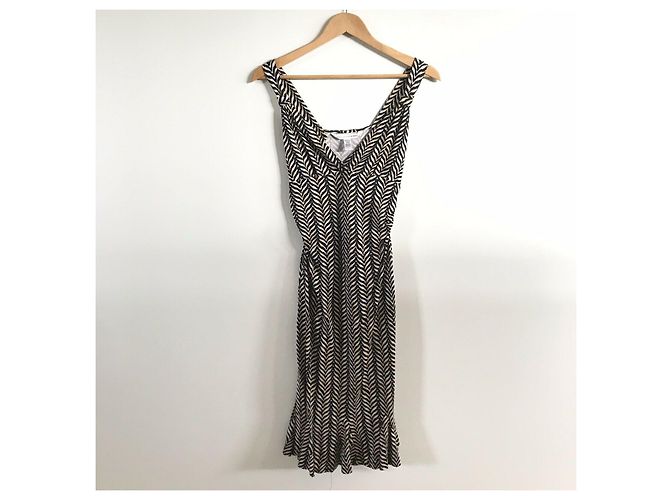 Vestido Diane Von Furstenberg Cathy de seda estampado chevron Negro Caramelo - vista 3