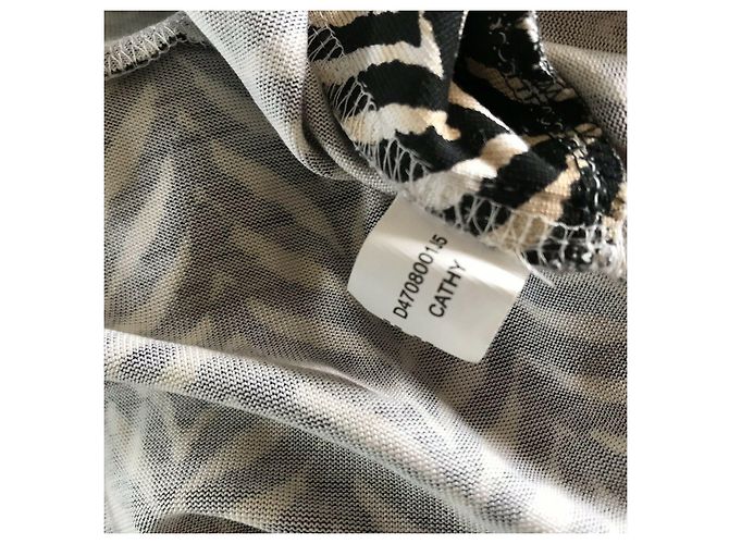 Vestido Diane Von Furstenberg Cathy de seda estampado chevron Negro Caramelo - vista 8