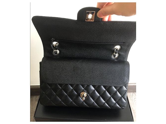 Timeless Borsa a patta Chanel media classica caviale nero SHW - vista 3