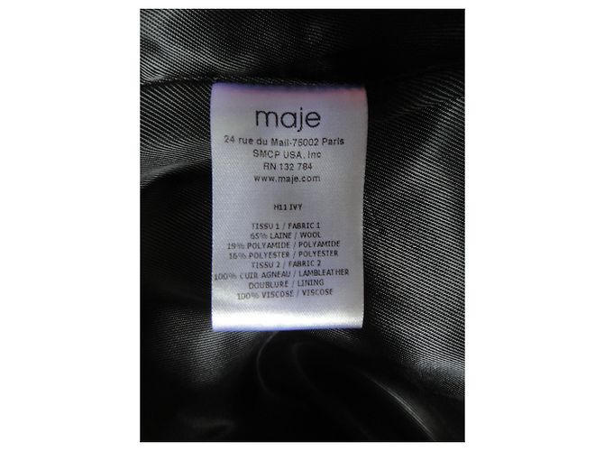 Maje wool and leather jacket, Mint condition Black Red - view 3