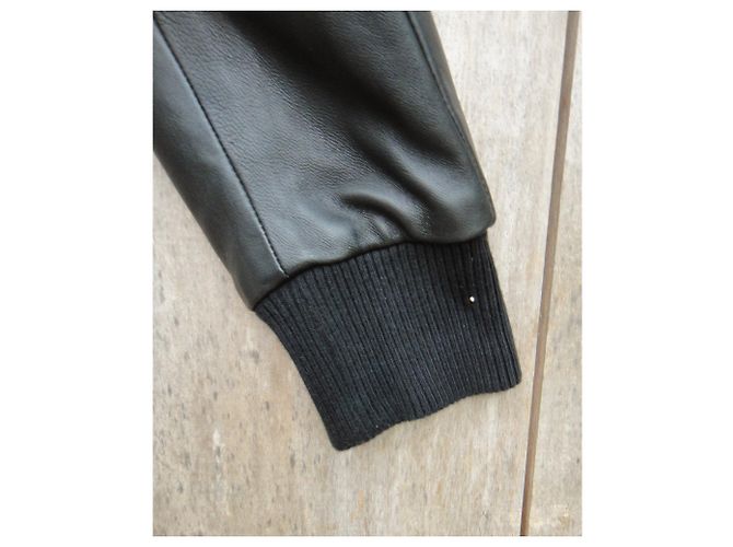 Maje wool and leather jacket, Mint condition Black Red - view 7