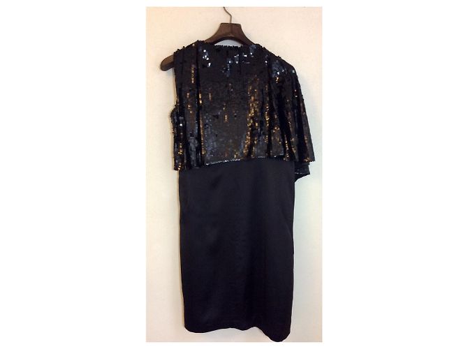 Acne Schwarzes Viscose Kleid mit Paillettenumhang - Ansicht 3