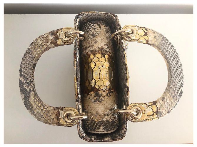 Lady Dior Mini Python Gold - vue 11