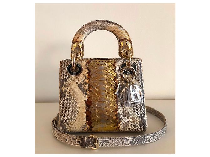 Lady Dior Mini Python Gold - vue 16