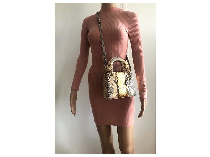 Lady Dior Mini Python Gold - vue 17
