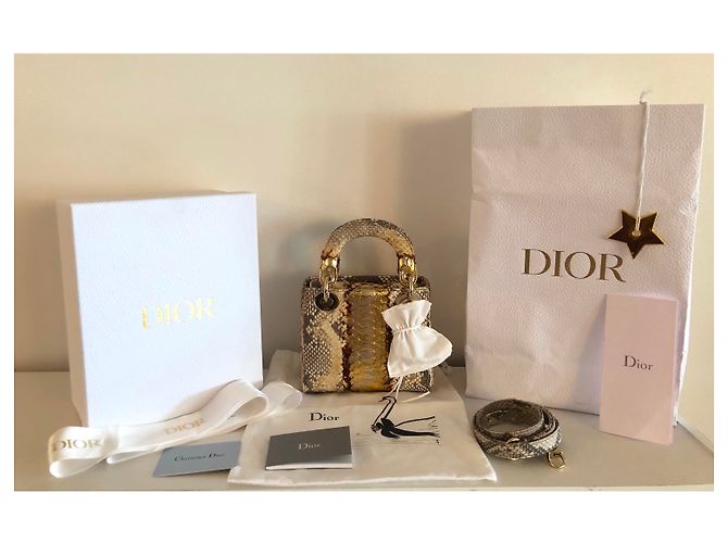 Lady Dior Mini Python Gold - vue 3