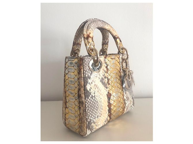 Lady Dior Mini Python Gold - vue 4