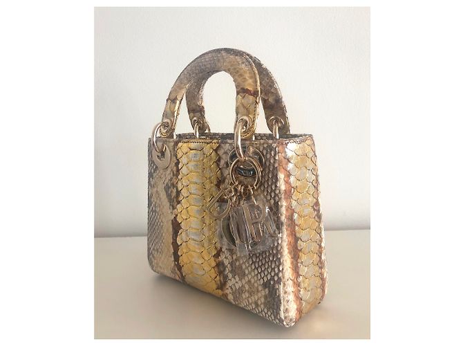Lady Dior Mini Python Gold - vue 5