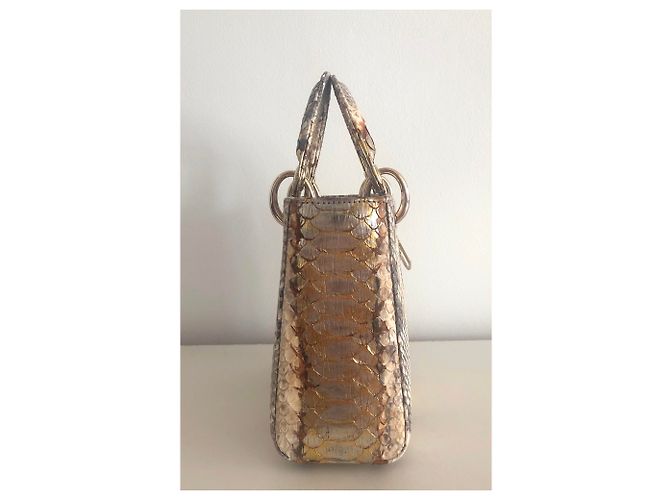Lady Dior Mini Python Gold - vue 6