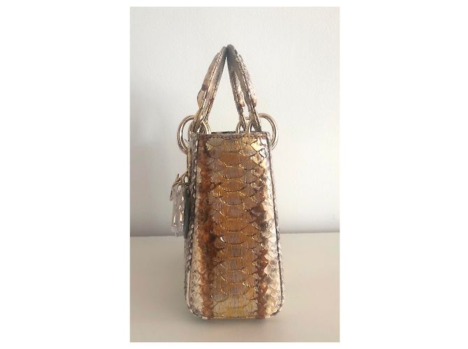 Lady Dior Mini Python Gold - vue 7