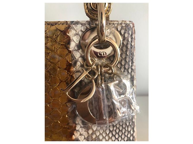 Lady Dior Mini Python Gold - vue 8