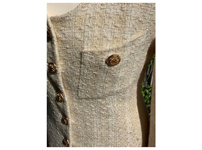 Vertigo Off-white jacket "Chanel" style in woolen Eggshell - view 3