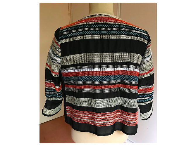La Fée Maraboutée Multicolored Striped Cotton Jacket Multiple colors - view 3