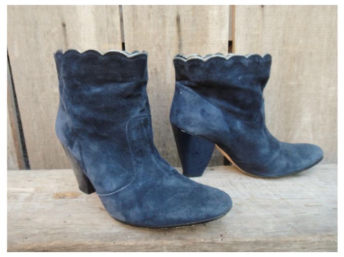Botines Tara Jarmon de ante azul talla 38 - vista 3