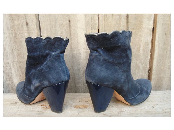 Botines Tara Jarmon de ante azul talla 38 - vista 5