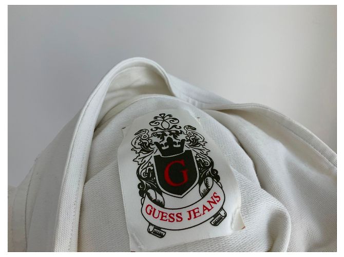 Guess Sudadera blanca con inscripción en bronce., y cremallera, taille m Blanco - vista 3