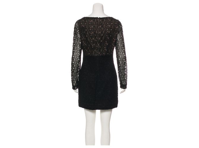 Diane Von Furstenberg New Sarita Pebble Spitzenkleid Schwarz - Ansicht 3