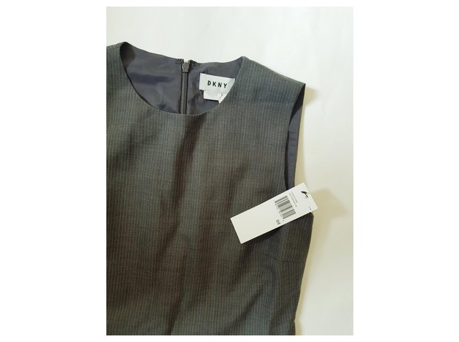 DKNY Hemd mit Plissee-Panel Grau Wolle und Polyester - Ansicht 2