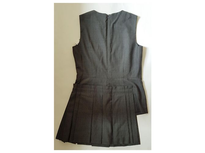 DKNY Hemd mit Plissee-Panel Grau Wolle und Polyester - Ansicht 3